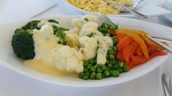 vegetable platter with sauce
