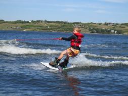 wakeboarding, child Boy on water