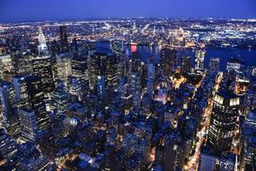 night Manhattan Usa Skyline