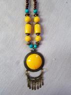Necklace Blue Yellow And Brown