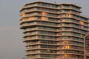 Shiny building with lights, in Nijmegen, Netherlands