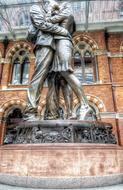 St Pancras Station Lovers statue in London