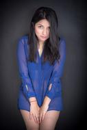 Portrait Sexy Women blue clothes