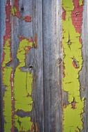 old green paint on a wooden door, close-up