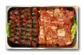 Sesame meat on a tray