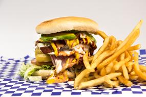 cheese burger with potatoes