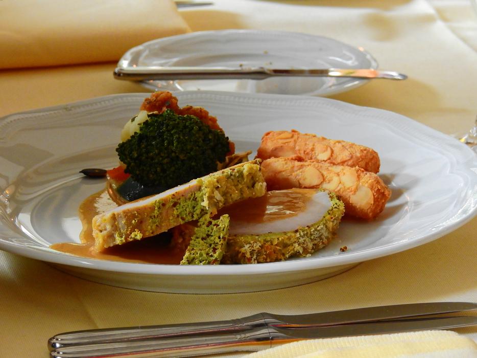 restaurant dish with meat