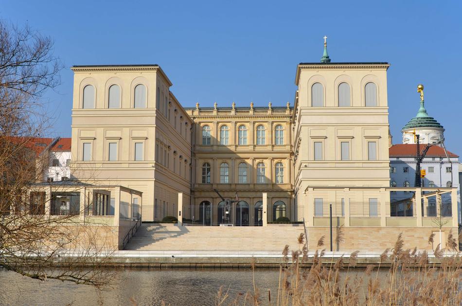 Barberini museum near the water, in Potsdam, Germany, under the blue sky