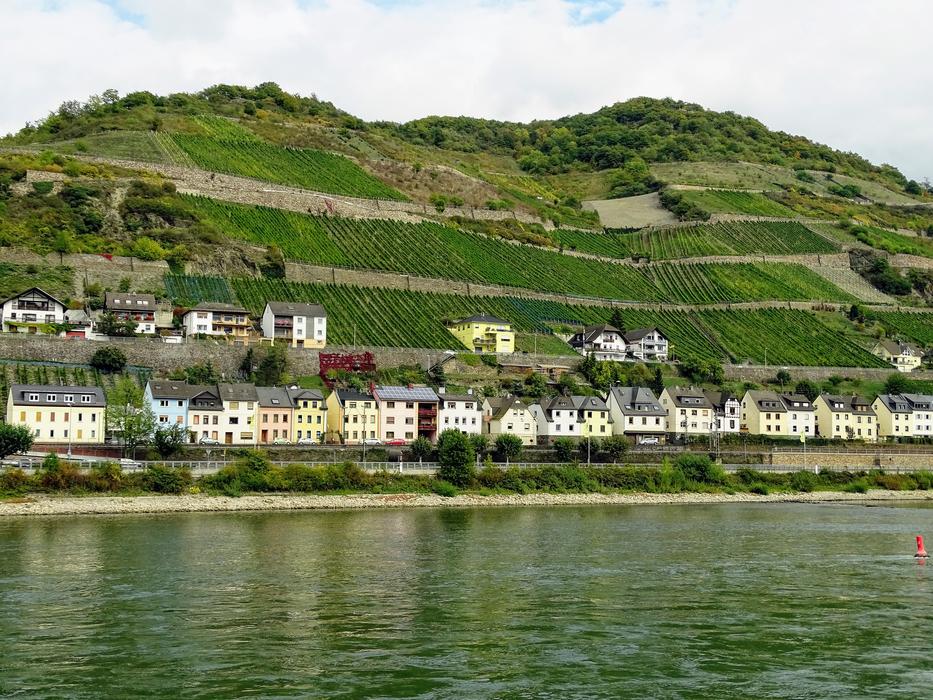 green mountains with the city