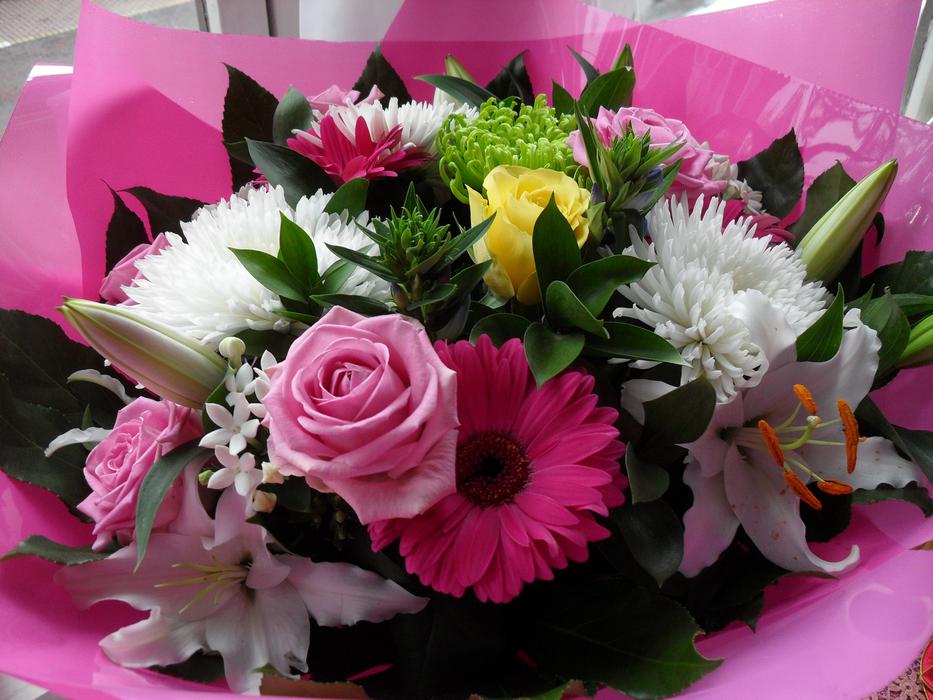 bouquet of flowers in a gift box