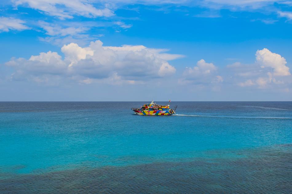 blue sea landscape with clouds