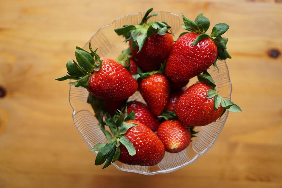 ripe strawberries in a plate