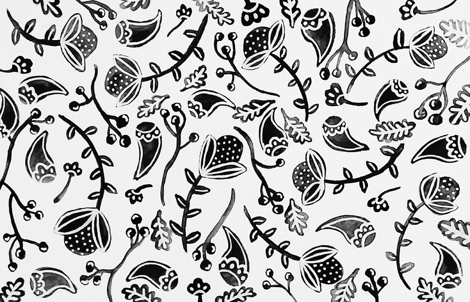 Paisley Flowers Leaves background