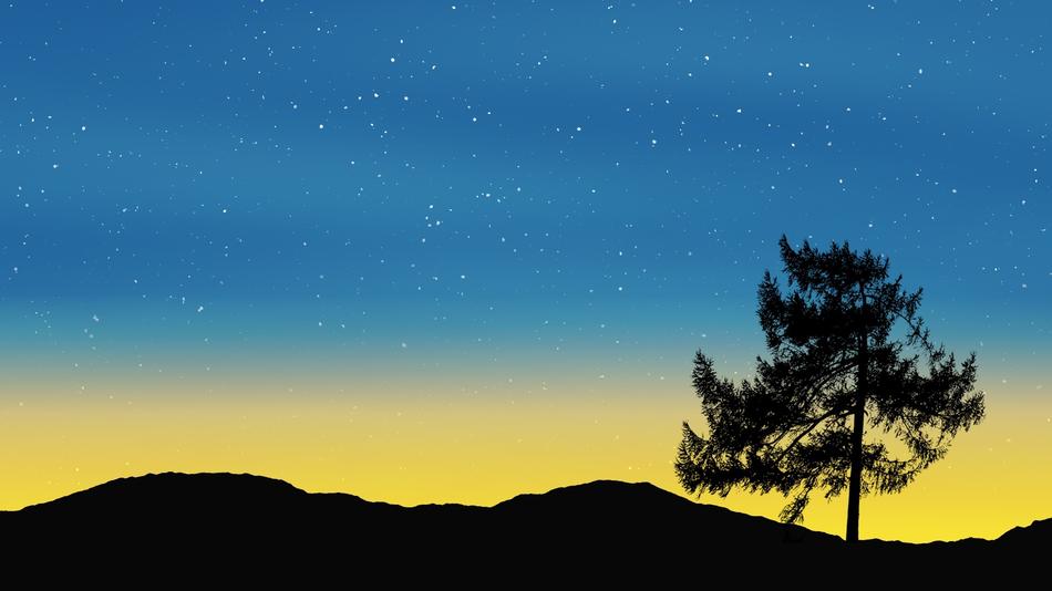 landscape of sunset sky stars background