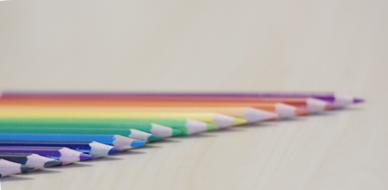 Colorful and beautiful, wooden pencils in the row