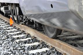 wheels of locomotive on Rail