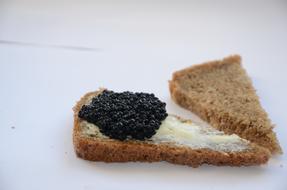 Bread and caviar appetizer