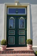 potted plants on porch at Green Entrance Door