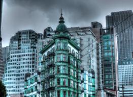 green glass buildings