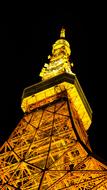 Tokyo Tower at night, low angle view, japan, tokyo