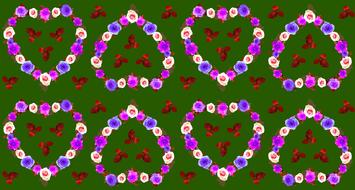 hearts flowers background green