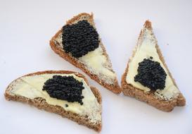 black caviar on bread