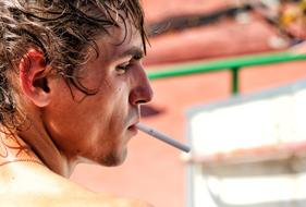 Cigarette smoke boy