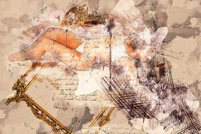 art collage design woman pose