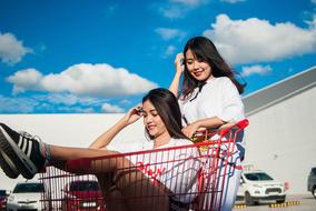 Girls shopping cart red