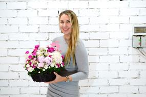 Girl with Flowers Bouquet