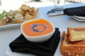 orange soup in a bowl