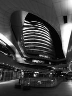 Black and white photo of the shiny architecture in Beijing, China