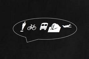 variety of vehicles as white symbols on black background