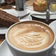 hot delicious coffee with cake