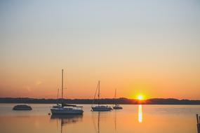 yachts at sunset