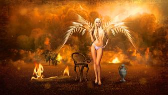 fantasy angel fire mystical wing