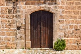 Wooden Entrance Door in stone building
