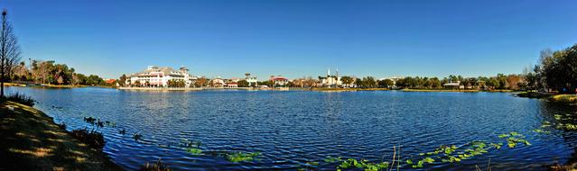 landscape with a view of the building and the lakes