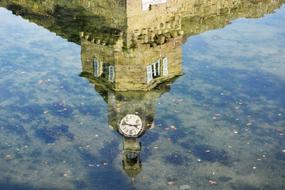 Belfry Clock Time water reflection