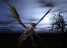 mystical dragon night moon