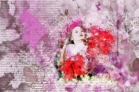 girl wreath flowers art nature drawing