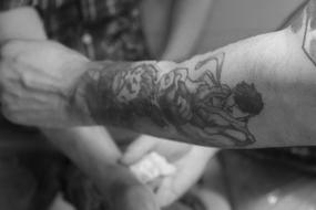 Tattoo Artist hand black and white