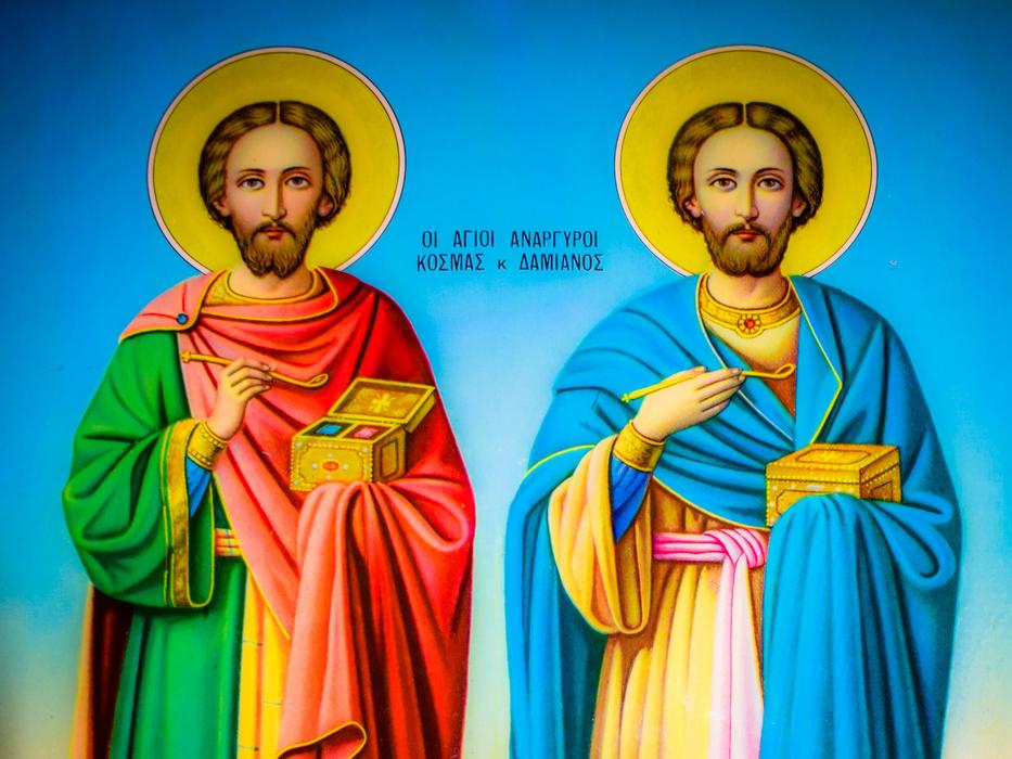saint kosmas and saint damianos icon