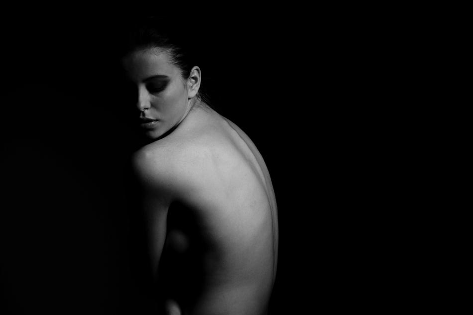 model on black background