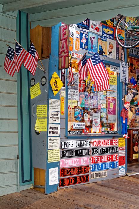 Colorful signs on the construction in Virginia, Nevada, USA