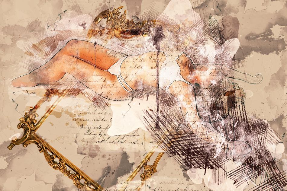 art collage design woman pose