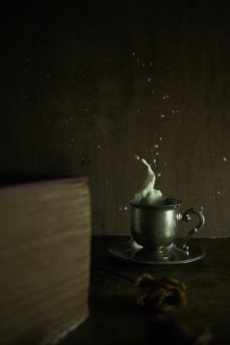 splash of milk in a mug