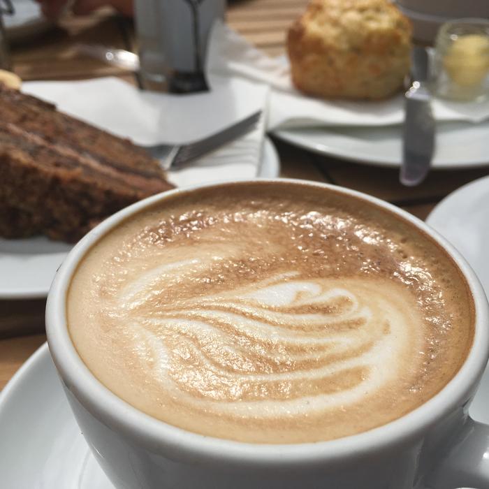 hot delicious coffee with cake