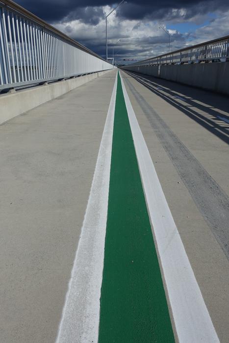 green road with white edges