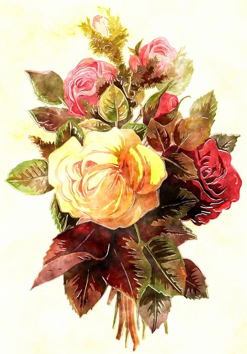 watercolour painting of floral bouquet